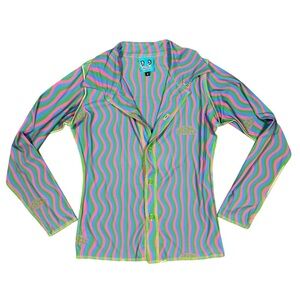 Omighty Colorful Wavy Pattern Button-Up Shirt